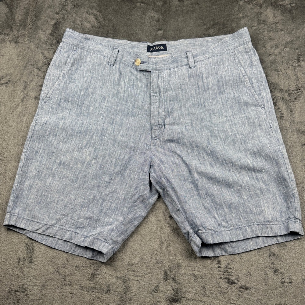 Jos. A. Bank Shorts Mens 40 Blue Linen Cotton Tailored Fit Excellent
